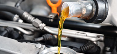 Oil change on a car engine