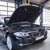 BMW car in garage for a service